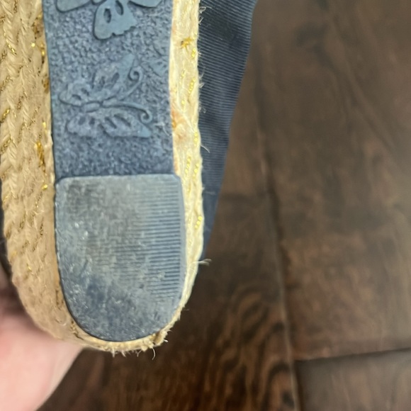 Poetic License London blue polka dot with yellow floral bow wedge shoes 8.5 - Picture 11 of 16